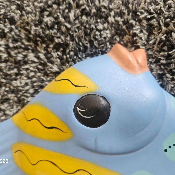 Chalkware Tropical Fish 8" Blue and Yellow - Picture 4 of 6